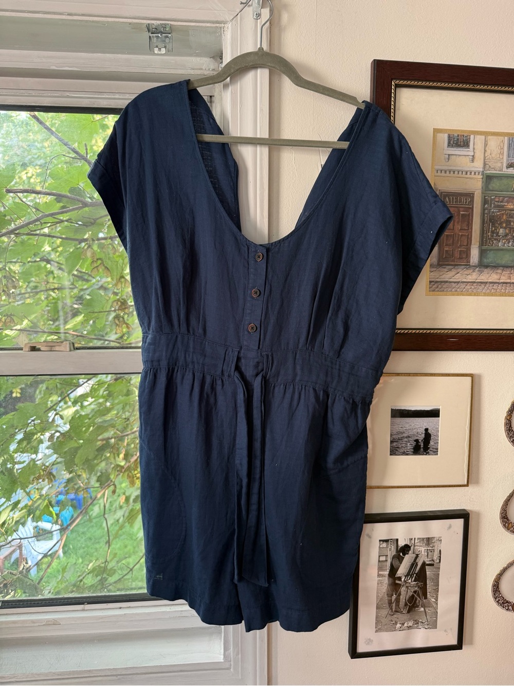 Patagonia Navy Short-Sleeve V-Neck Tunic with Waist Tie
